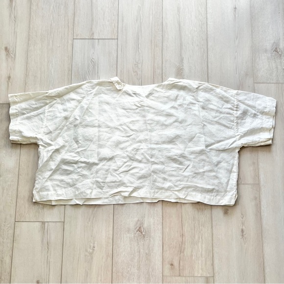 Eskandar Boxy Linen Loose Fit Button Neck Blouse Shirt One Size Made In England - Picture 7 of 7